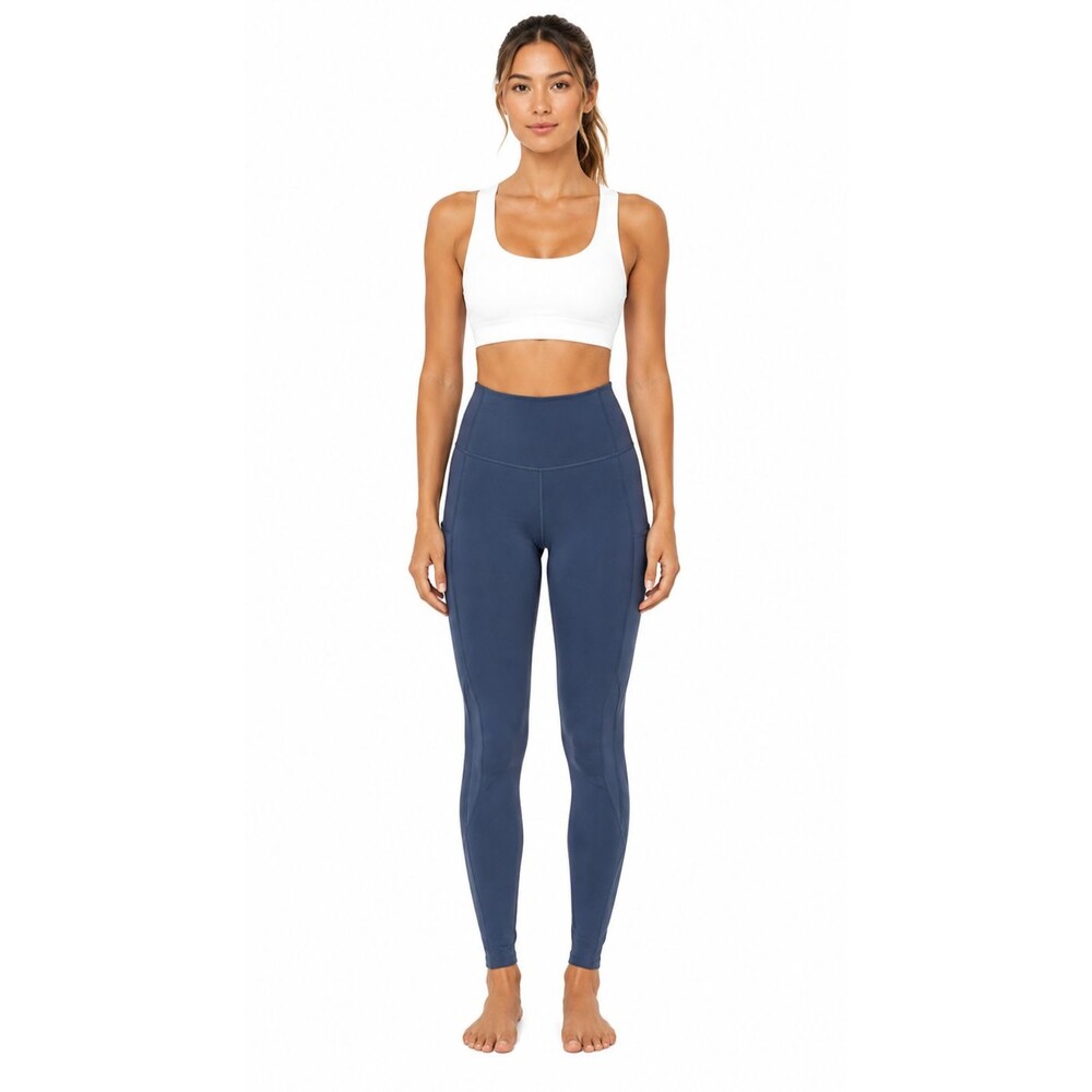 L*Space Active Exhale Leggings Slate Blue Mesh Panel Yoga Pants M